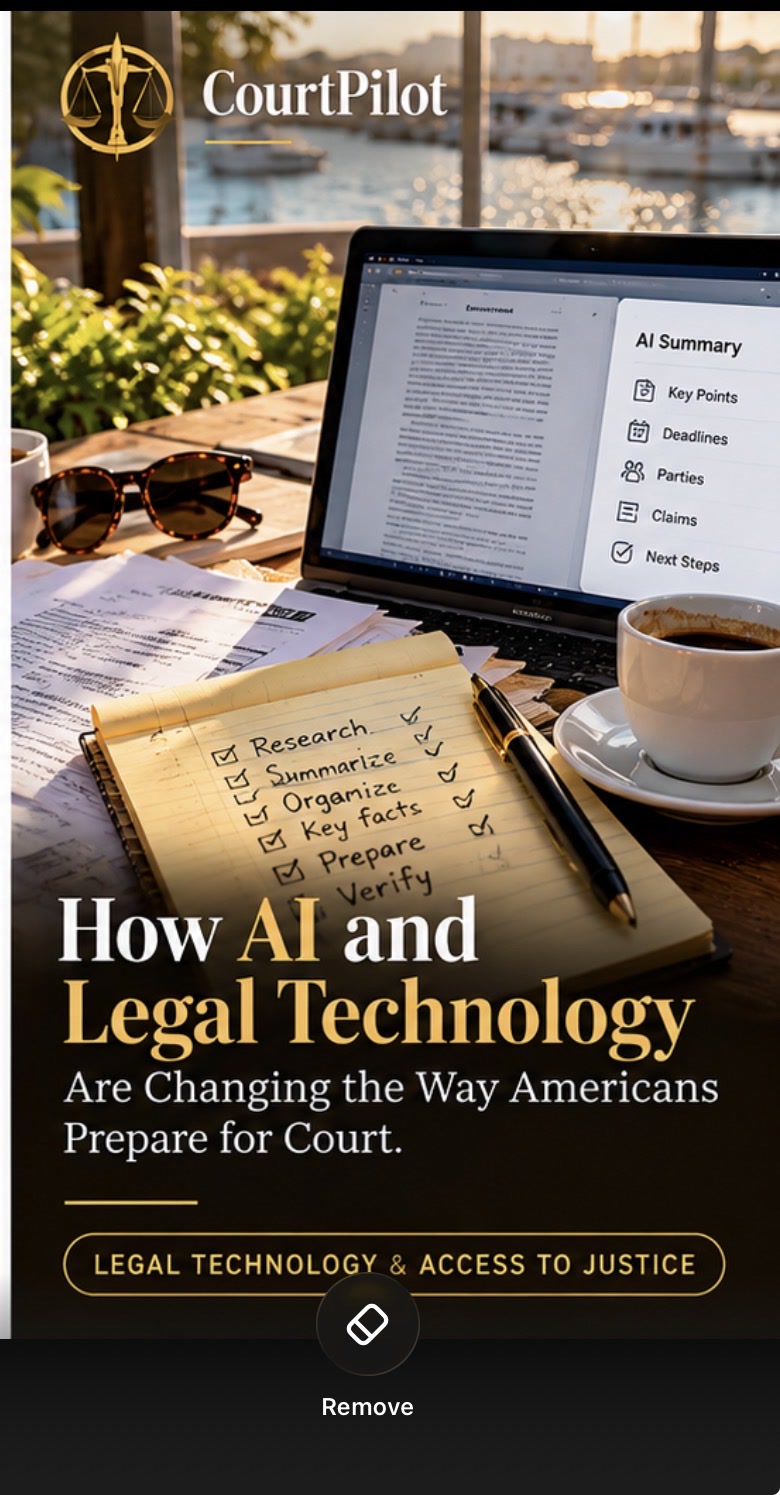CourtPilot legal technology and AI document summary helping self-represented litigants organize legal documents, deadlines, and court preparation.